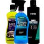 Imagem de Kit Limpeza Automotiva Shampoo Vidro + Pneu Pretinho + Lava Autos Vonixx