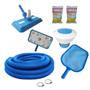 Imagem de Kit Limpeza Piscina Aspirador + Peneira + Flutuador + Pastilhas Cloro e Mangueira 38mm 4 Mts