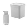 Imagem de Kit lixeira 2,5 litros + dispenser premium 500 ml branco fechado