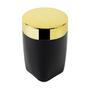 Imagem de Kit Lixeira 8L Basculante Dispenser Sabonete Porta Escova Dente Algodão Preto Dourado Banheiro - Future