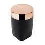 Imagem de Kit Lixeira 8L Basculante Dispenser Sabonete Porta Escova Dente Algodão Preto Rose Gold Banheiro - Future