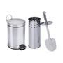 Imagem de Kit Lixeira aço inox 3 litros + 1 escova Sanitária Travel Max