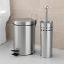 Imagem de kit Lixeira de Aço Inox 3 Litros e Escova Sanitária e Suporte kit com 2 peças para banheiro