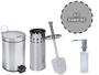 Imagem de Kit Lixeira de banheiro Inox Fechamento Soft Close 5 lts + escova sanitária aço inox + Dispenser