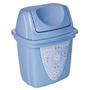 Imagem de Kit lixeira de pia, porta detergente, escorredor de talheres e rodinho azul floral Plasutil