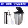 Imagem de Kit Lixeira e Escovinha Sanitaria Inox 