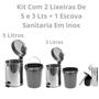 Imagem de Kit Lixeira P Banheiro E Cozinha + Escova Sanitária Inox