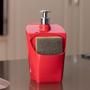 Imagem de Kit Lixeira Pia Cozinha Cesto Lixo 4 Litros + Dispenser Detergente vermelho
