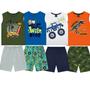 Imagem de Kit lote 4 Conjunto Regata Menino Roupa Infantil Bermuda Moletom