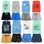 Imagem de Kit lote 4 Conjunto Regata Menino Roupa Infantil Bermuda Moletom