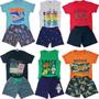 Imagem de Kit Lote 6 Conjuntos Infantil Menino Roupa Infantil Verão Atacado 1/2/3 Anos