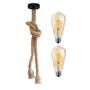 Imagem de Kit Luminária Dupla Pendente Corda Rústico Sisal 1,6 Metros Com 2 Lâmpadas Vintage LED ST64