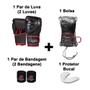 Imagem de Kit Luva Black de Muay Thai e Boxe + Bandagem + Protetor Bucal + Bolsa, Preto/Rosa, 12 Oz
