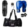 Imagem de Kit Luva Muay Thai Boxe Bandagem Bucal Caneleira E Mochila