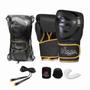 Imagem de Kit luvas de Boxe Muay Thai Naja Black + Bandagem + Protetor Bucal + Corda