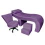 Imagem de Kit Maca Ergonômica Matelassê 0,70m Isabella com Mocho Base Giratória e Escada Veludo Roxo - Pallazio