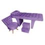 Imagem de Kit Maca Reta Capitonê 0,60m Sophia com Mocho Base Madeira e Escada Veludo Roxo - Pallazio