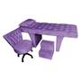 Imagem de Kit Maca Reta Capitonê 0,70m Sophia com Mocho Base Giratória e Escada Veludo Roxo - Pallazio