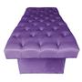 Imagem de Kit Maca Reta Capitonê 0,70m Sophia com Mocho Base Giratória e Escada Veludo Roxo - Pallazio