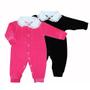Imagem de Kit Macacão Longo de Bebê Charmosa Pink e Preto Plush 2 Peças
