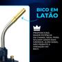 Imagem de Kit Maçarico Turbo Hand Torch Hiatsu jh-6st com Acendimento Automático + Gás Mapp para Maçarico 400g