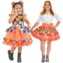 Imagem de Kit Mãe e Filha Festa Junina - Vestido + Saia Adulta Tule Laranja