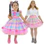 Imagem de Kit Mãe e Filha Festa Junina - Vestido + Saia Adulta Xadrez Rosa