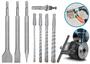 Imagem de Kit Mandril, 04 Brocas, 2 Talhadeira E Ponteiro Para Martelete + Adaptador Sds Plus