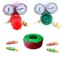Imagem de Kit - Mangueira Dupla Oxigênio Acetileno GLP 5/16 10 metros + Reguladores - RO-200 + RG-200 + 4 Válvulas Corta Chamas