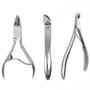 Imagem de Kit Manicure Alicate de Unha + Alicate de cutícula + Cortador Lateral Profissional corte afiado unhas mãos pés grossas