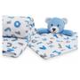 Imagem de Kit manta com naninha infantil bebê azul urso  - loani