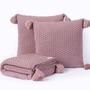 Imagem de Kit Manta Sala Sofa Cama Tricot 180X60 + 2 Capas 40X40 Rose