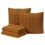 Imagem de Kit Manta Sofá Cama Queen + 2 Capas 45X45 Viena Mostarda