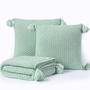 Imagem de Kit Manta Sofa Sala Cama Casal 180X90 + 2 Capas 45X45 Menta