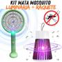 Imagem de Kit Mata Mosquito Raquete + Luminária Luz UV Armadilha Anti Dengue Pernilongo