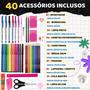 Imagem de Kit Material Escolar completo 10 cadernos teens com 40 acessórios