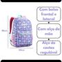 Imagem de Kit Material Escolar Juvenil Estojo Organizador Mochila Grande Donuts Coração Bolso Frontal  Lilás