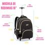 Imagem de Kit Material Escolar Mochila C/ Rodinhas + Lancheira Térmica + Estojo Porta Lápis Caneta Apontador Aulas Resistente Menina Feminina