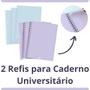 Imagem de Kit Material Escolar Stitch 3 Caderno Smart Universitário Colegial Mini 3 Estojos 2 Refis Folhas