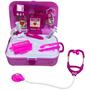 Imagem de Kit Médico Infantil Maleta Vira Mochila Rosa Com Acessórios Curativo Seringa Laboratório - Importway