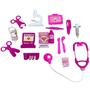 Imagem de Kit Médico Infantil Maleta Vira Mochila Rosa Com Acessórios Curativo Seringa Laboratório - Importway