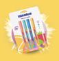 Imagem de Kit  Mentos 8 peças com 4 Canetas e 4 Marca Texto Mentos Compactor com cheirinho de Mentos tons pastéis papelaria materi