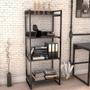 Imagem de Kit Mesa Cavalete 135cm com Estante 4 Prateleiras Estilo Industrial Form C01 Preto Onix - Lyam Decor