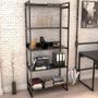 Imagem de Kit Mesa Cavalete 150cm com Estante 5 Prateleiras Estilo Industrial Form C01 Preto Onix - Lyam Decor