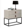 Imagem de Kit Mesa De Cabeceira Unic 60cm Moderno Desing Europeu Puxadores Em Couro