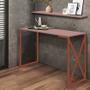 Imagem de Kit Mesa de Estudos com Prateleira Bex Office Industrial Ferro Bronze MDF Rosa - Ahazzo Móveis