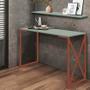 Imagem de Kit Mesa de Estudos com Prateleira Bex Office Industrial Ferro Rose Gold MDF Verde Oliva - Ahz Móveis