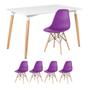 Imagem de KIT - Mesa de jantar retangular Eames 80 x 120 cm branco + 4 cadeiras Eiffel DSW