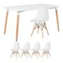 Imagem de KIT - Mesa de jantar retangular Eames 80 x 140 cm branco + 4 cadeiras Eiffel DSW