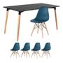 Imagem de KIT - Mesa de jantar retangular Eames 80 x 140 cm preto + 4 cadeiras Eiffel DSW